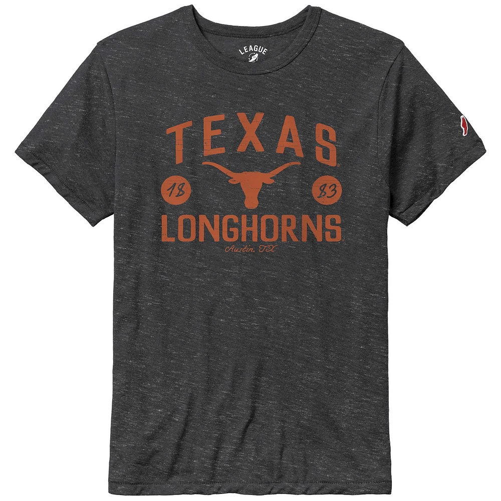 Men's League Collegiate Wear Heather Charcoal Texas Longhorns Bendy Arch Victory Falls Tri-Blend T-Shirt