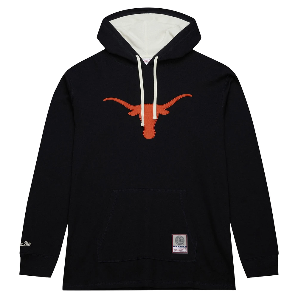 Men's Mitchell & Ness Black Texas Longhorns Lightweight Thermal Pullover Hoodie