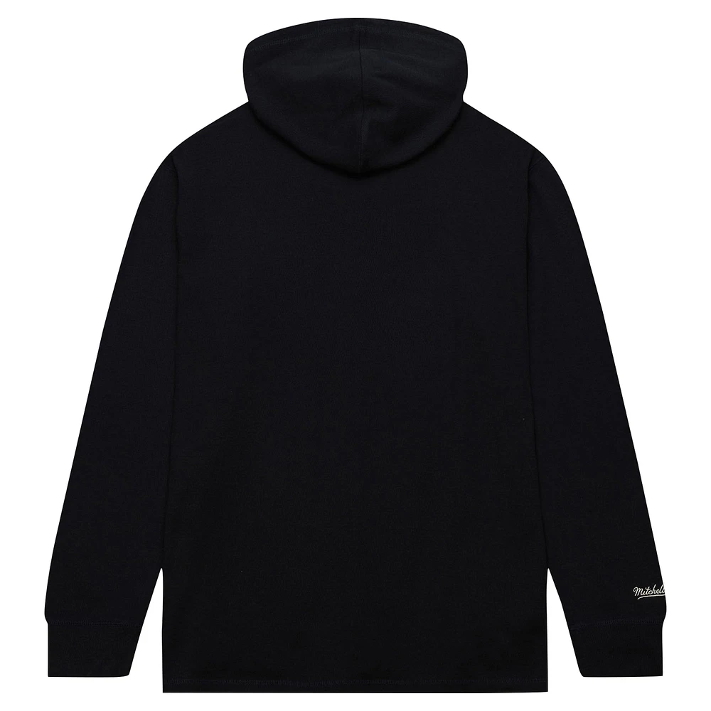 Men's Mitchell & Ness Black Texas Longhorns Lightweight Thermal Pullover Hoodie