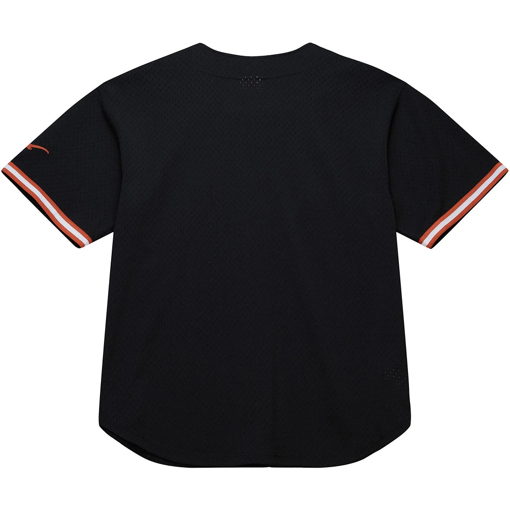 Men's Mitchell & Ness Black Texas Longhorns On The Clock Full-Button Fashion Jersey