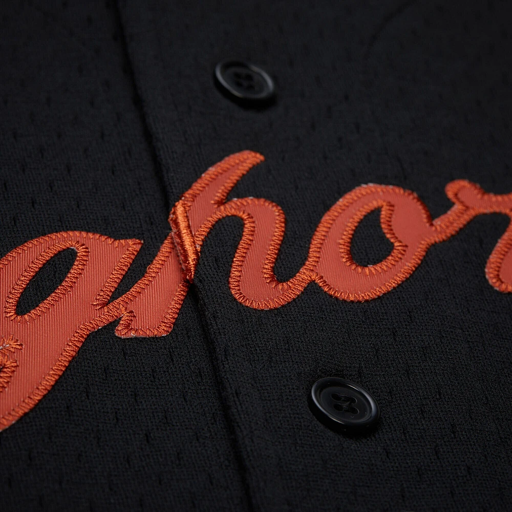 Men's Mitchell & Ness Black Texas Longhorns On The Clock Full-Button Fashion Jersey