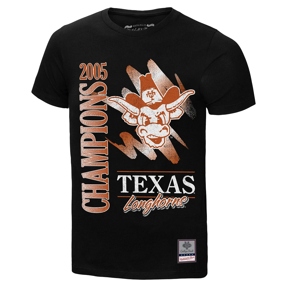 Men's Mitchell & Ness  Black Texas Longhorns Retro Brush Mineral Wash T-Shirt