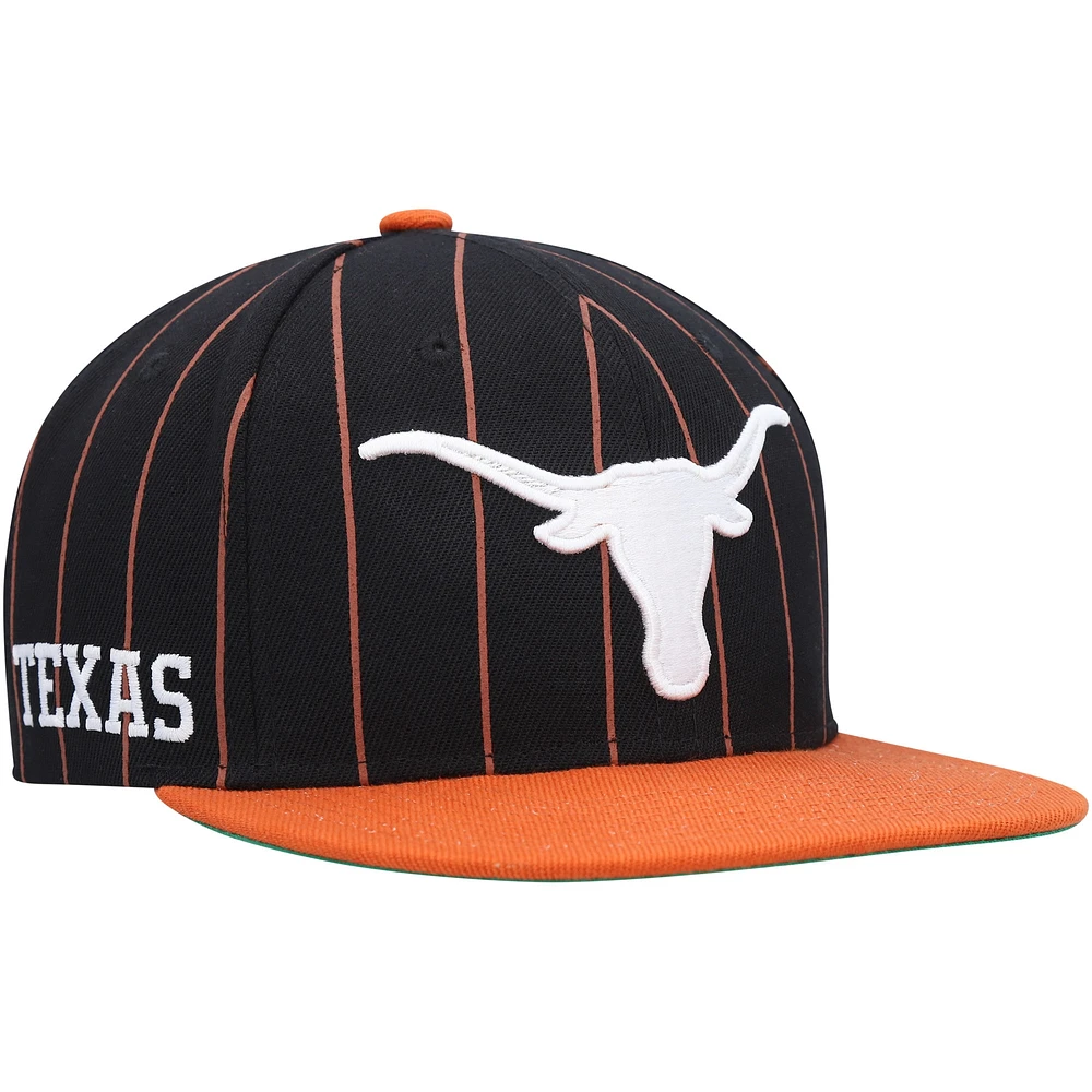 Men's Mitchell & Ness Black Texas Longhorns Team Pinstripe Snapback Hat