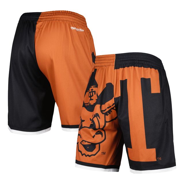 Short mode Mitchell & Ness Texas orange/noir Longhorns Big Face 5.0 pour hommes