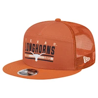 Casquette camionneur à snapback 9FIFTY orange Texas Longhorns pour homme de New Era