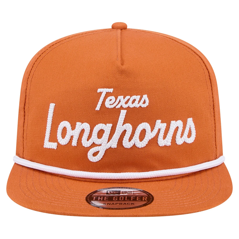 Men's New Era Texas Orange Texas Longhorns Adventure Team Text Golfer Snapback Hat