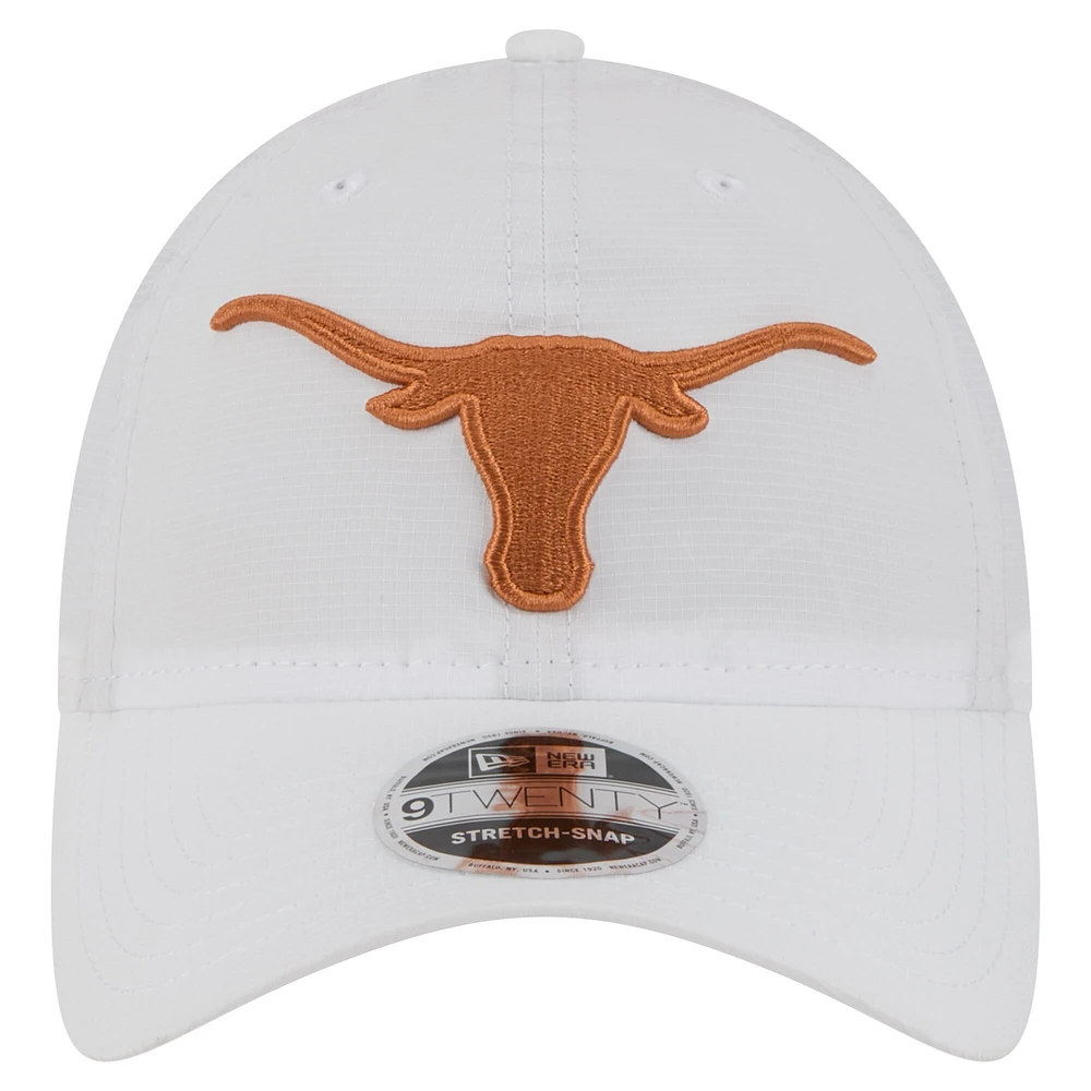 Casquette ajustable New Era Texas Longhorns Active Ripstop 9TWENTY pour homme, blanche