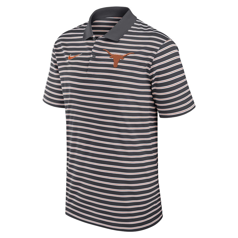 Men's Nike Anthracite/White Texas Longhorns Primetime Victory Striped Performance Polo