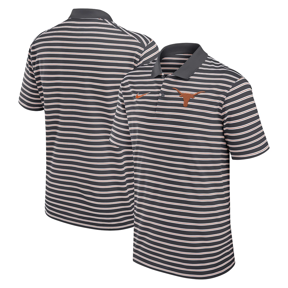 Polo Nike Performance Primetime Victory rayé anthracite/blanc pour homme des Texas Longhorns