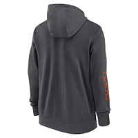 Sweat à capuche entièrement zippé Nike Anthracite Texas Longhorns 2024 Sideline pour homme