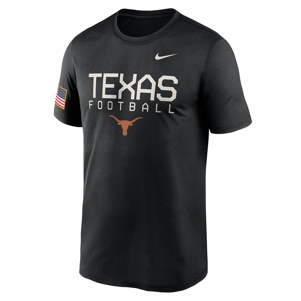 T-shirt de performance Nike Texas Longhorns 2024 Military Appreciation Legend pour homme noir