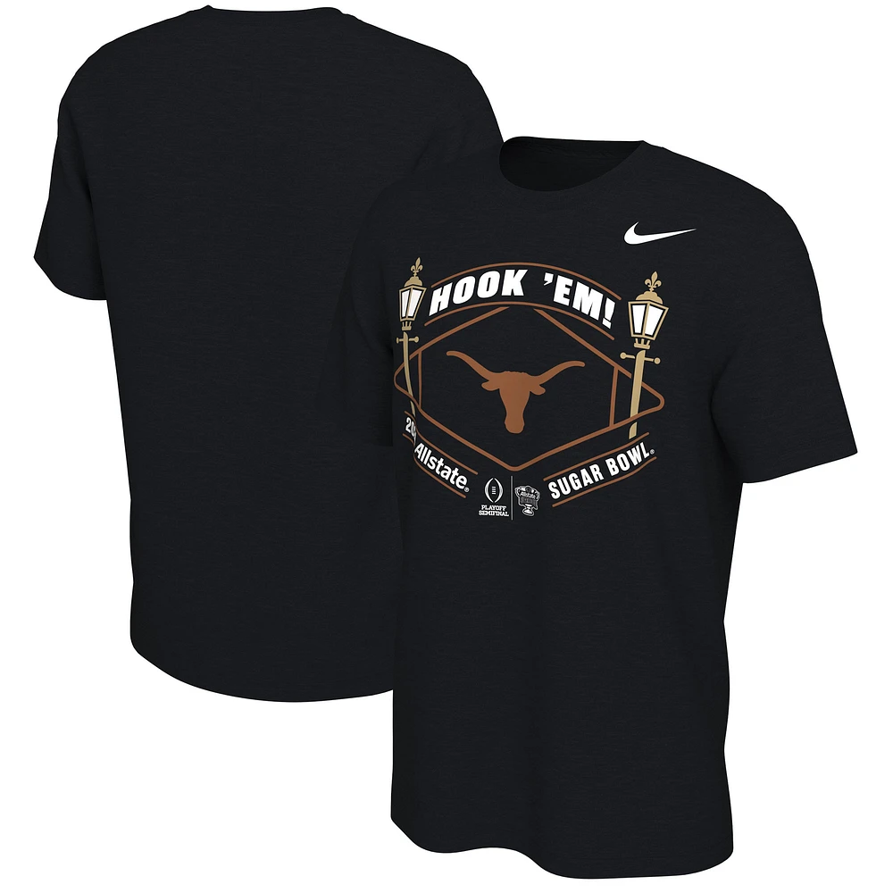 T-shirt Nike noir Texas Longhorns 2023 pour hommes, séries éliminatoires de football universitaire