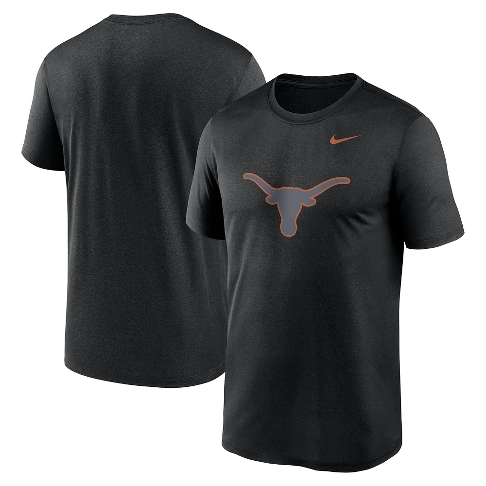 T-shirt Nike noir Texas Longhorns pour homme avec logo Legend Performance
