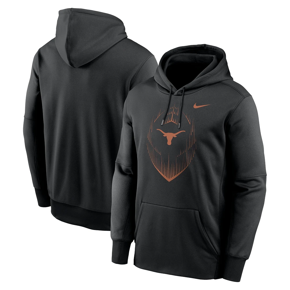 Sweat à capuche Nike Texas Longhorns Icon Performance Football pour homme, noir