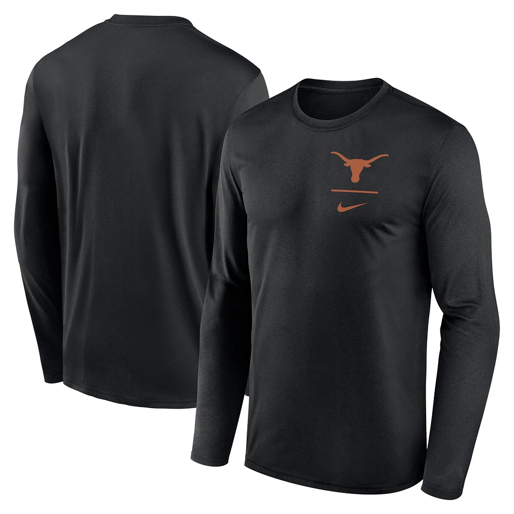 T-shirt à manches longues Nike Texas Longhorns Primary Stack Legend pour homme, noir