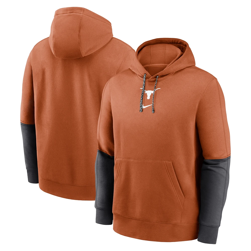 Sweat à capuche Nike pour homme, orange brûlé/anthracite, Texas Longhorns 2024 Sideline Club