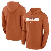 T-shirt à manches longues Nike Burnt Orange Texas Longhorns 2024 Sideline Hoodie Performance pour homme