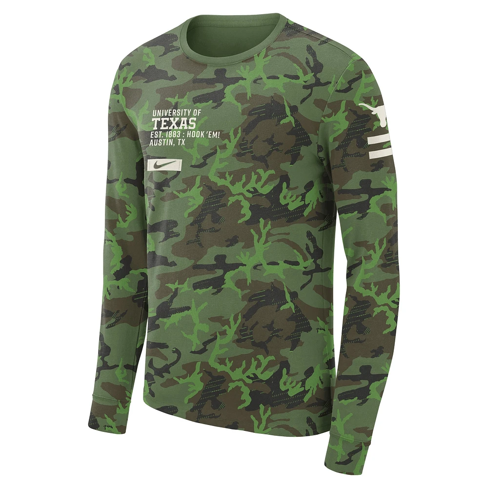 Men's Nike Camo Texas Longhorns Military Long Sleeve T-Shirt