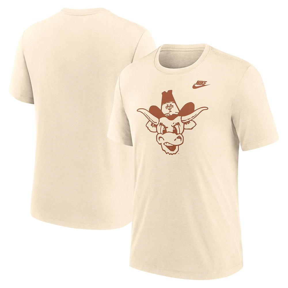 Men's Nike Cream Texas Longhorns Vault Logo Tri-Blend T-Shirt