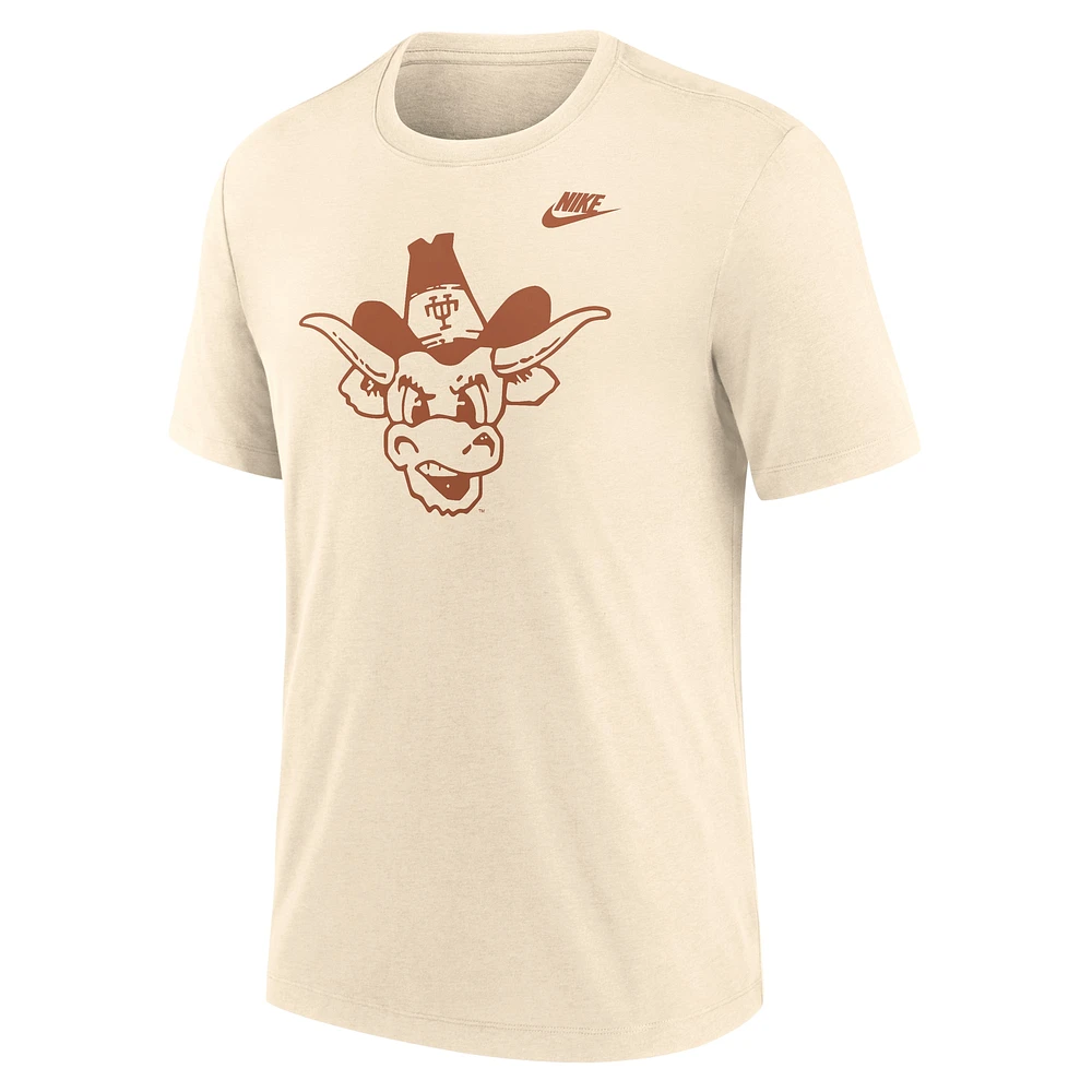 Men's Nike Cream Texas Longhorns Vault Logo Tri-Blend T-Shirt