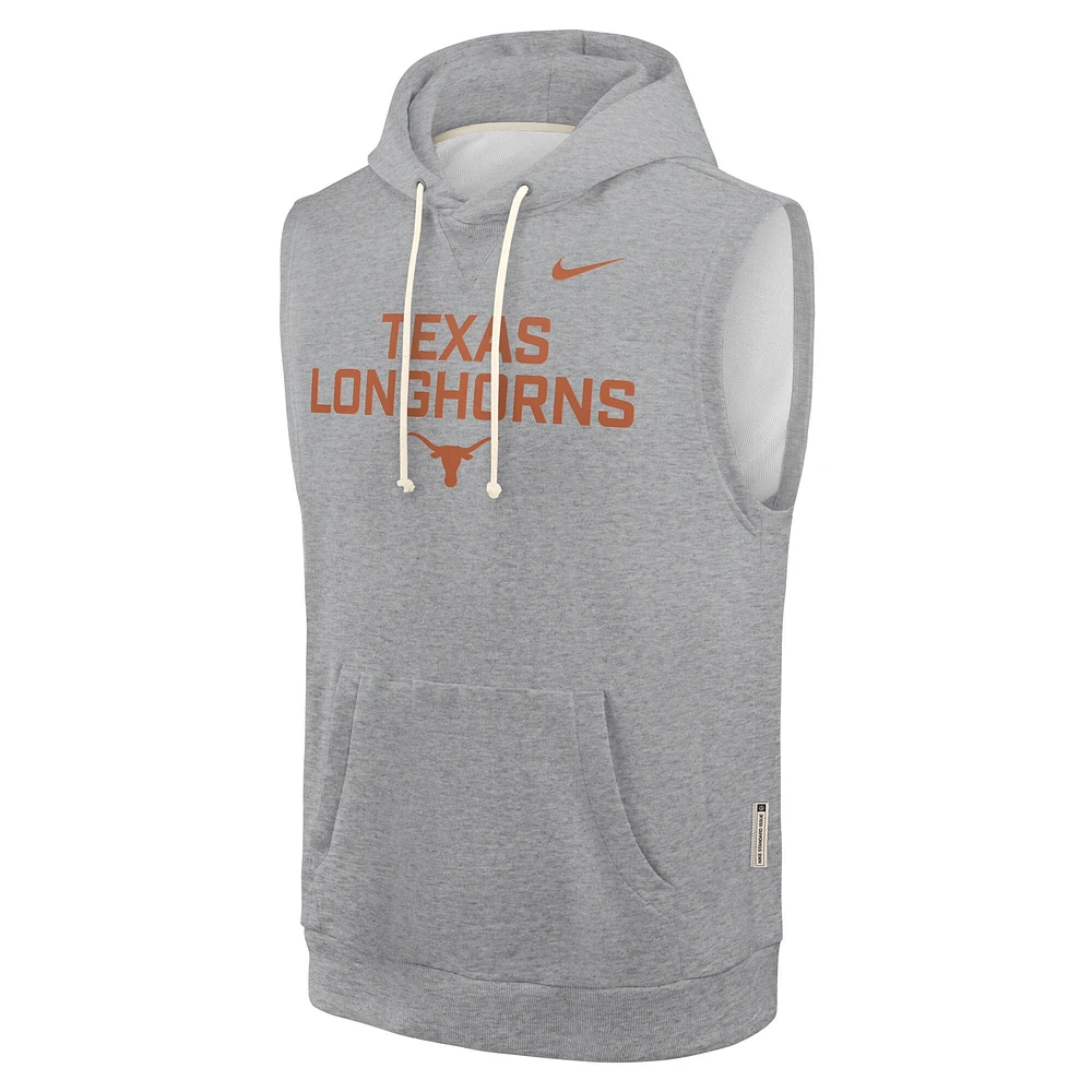 Sweat à capuche sans manches Nike gris chiné Texas Longhorns 2025 Sideline Performance pour homme