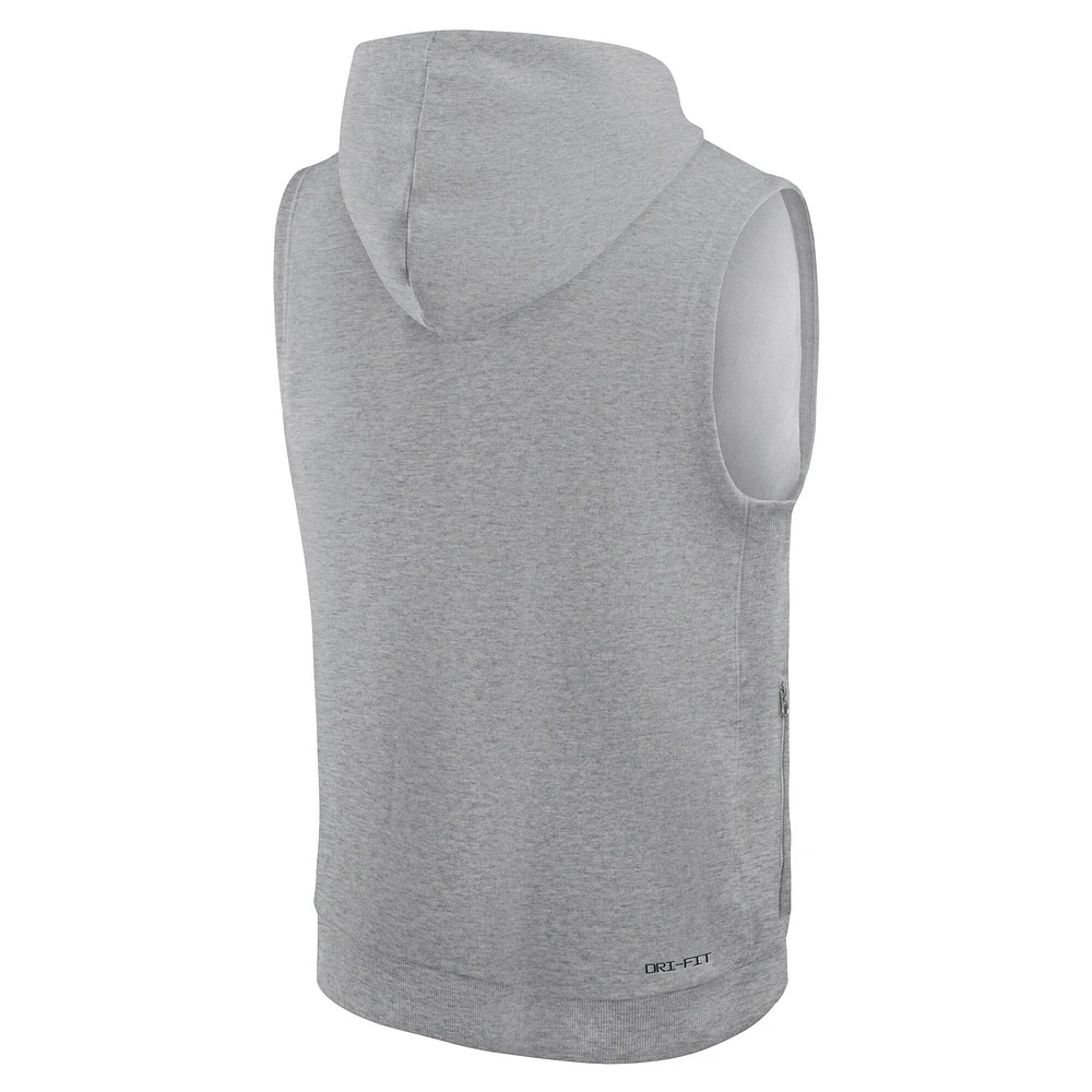 Sweat à capuche sans manches Nike gris chiné Texas Longhorns 2025 Sideline Performance pour homme