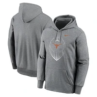 Sweat à capuche Nike Heather Grey Texas Longhorns Icon Football Performance pour homme