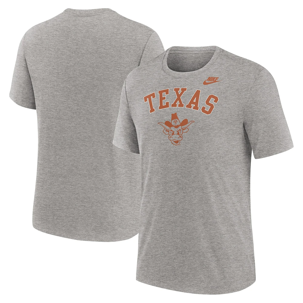 Men's Nike Heather Gray Texas Longhorns Legacy Arch Tri-Blend T-Shirt