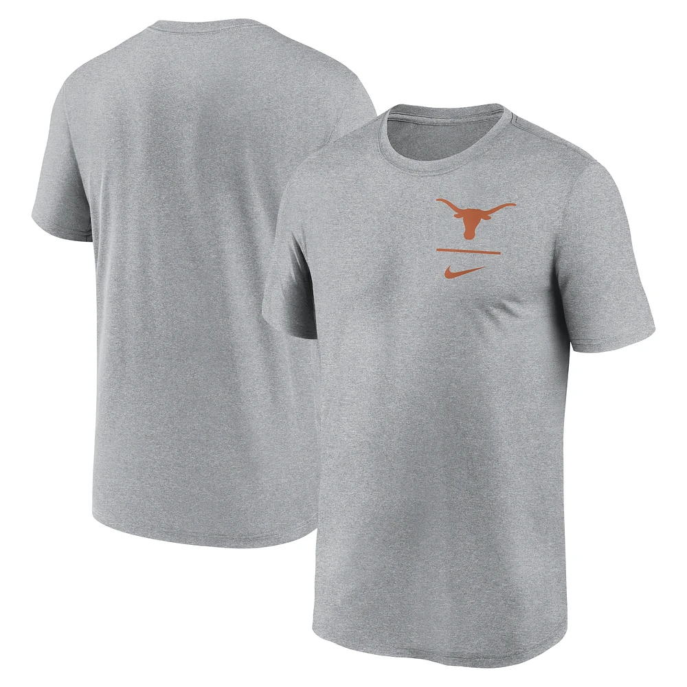 T-shirt Nike Heather Grey Texas Longhorns Primary Logo Legend Performance pour homme