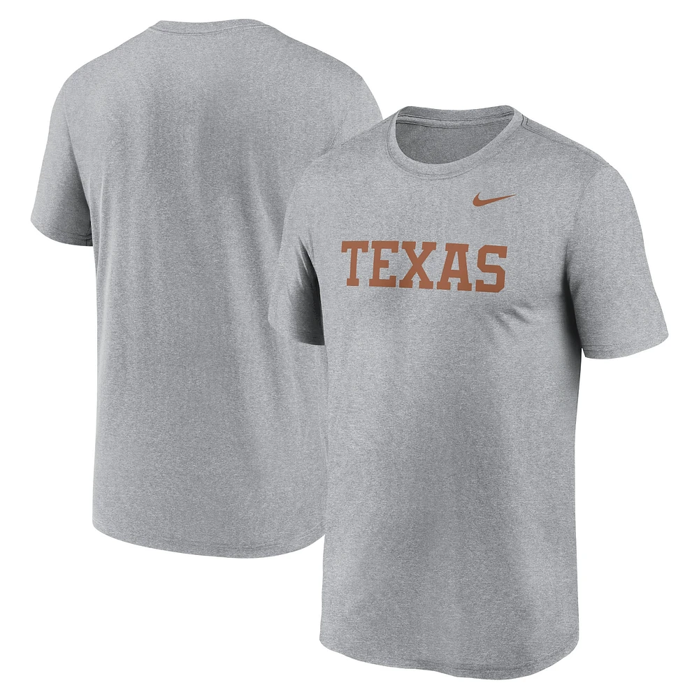 Men's Nike Heather Gray Texas Longhorns Primetime Legend Wordmark T-Shirt