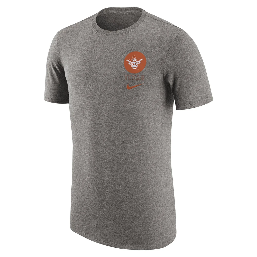 Men's Nike Heather Gray Texas Longhorns Retro Tri-Blend T-Shirt