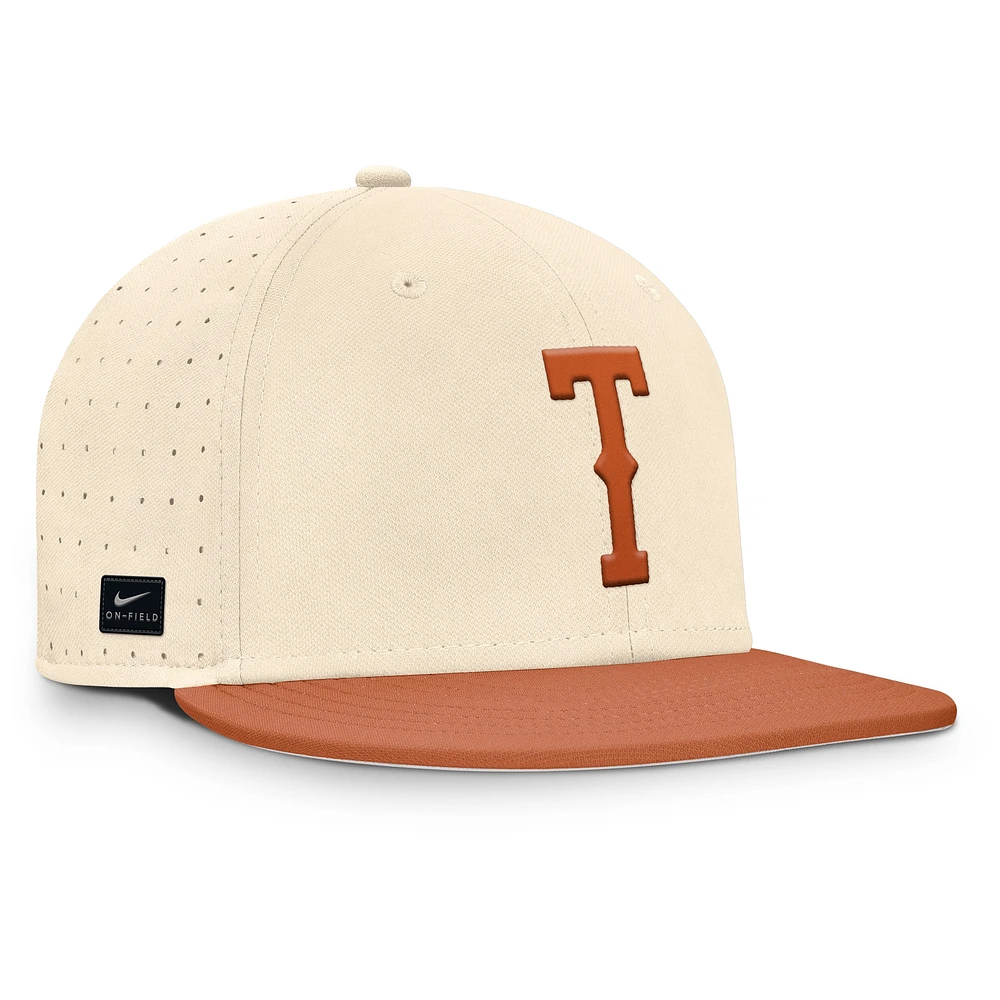 Men's Nike Natural Texas Longhorns On-Field Dugout True Performance Fitted Hat