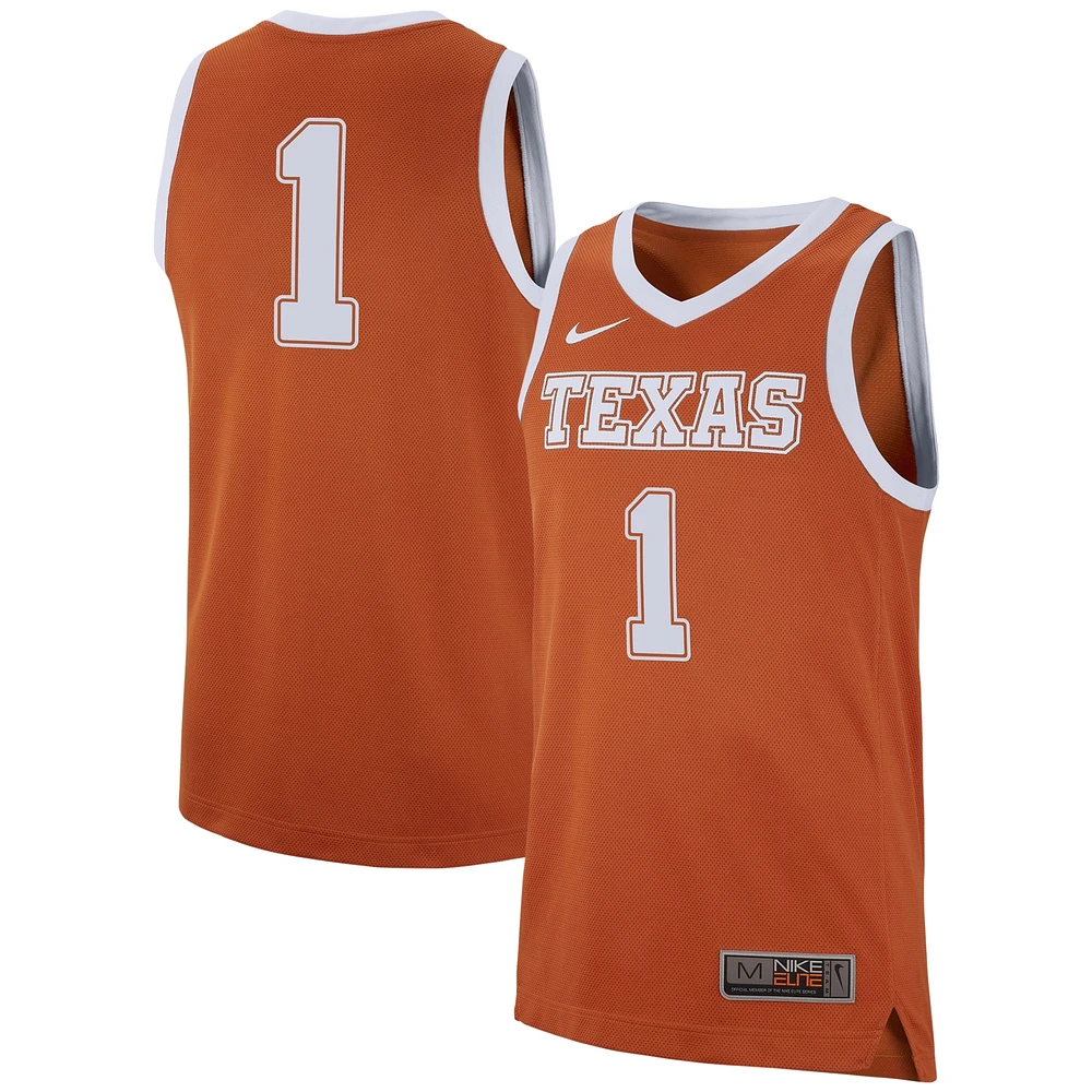 Men's Nike #1 Burnt Orange Texas Longhorns Replica Jersey