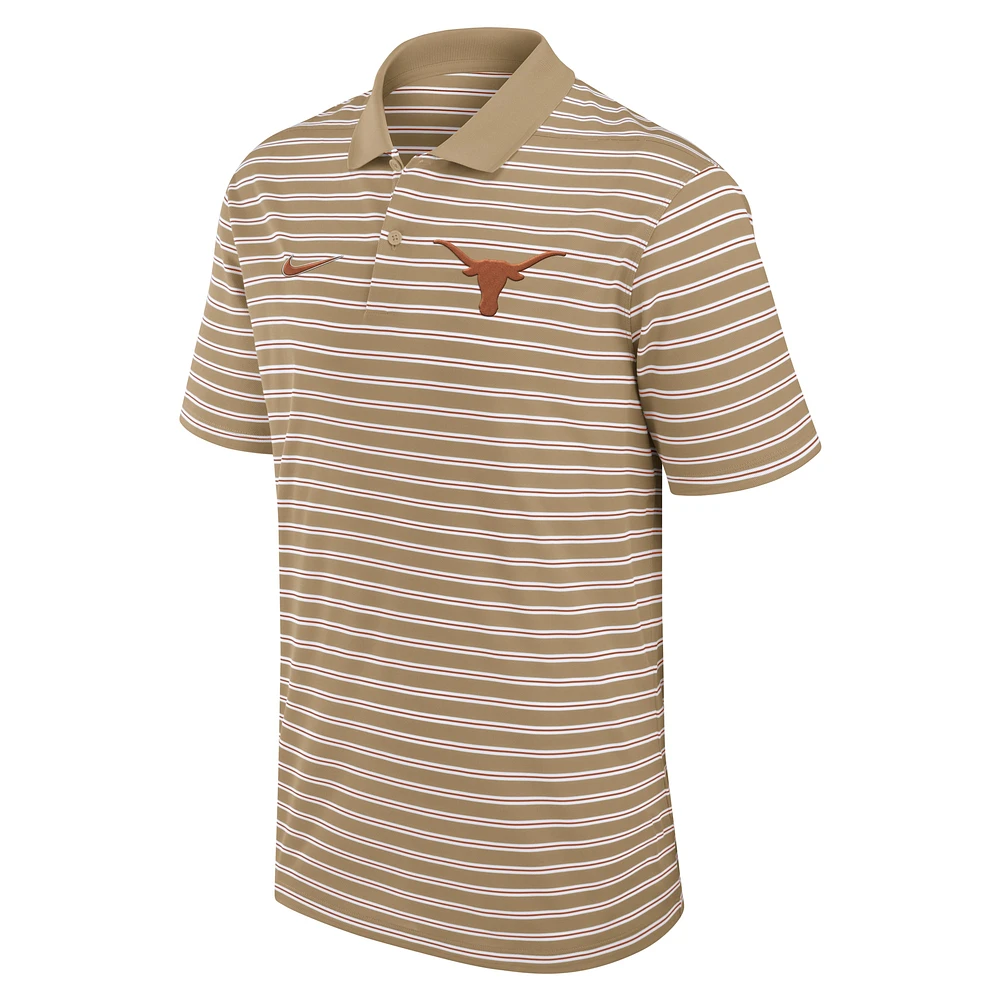 Men's Nike Tan Texas Longhorns Athletic Prep Striped Performance Polo