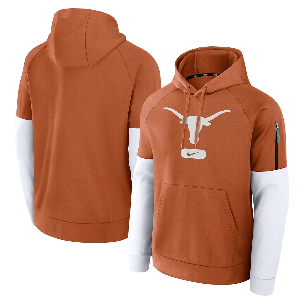 Sweat à capuche Nike Texas Orange Burnt Longhorns Fitness Performance pour homme