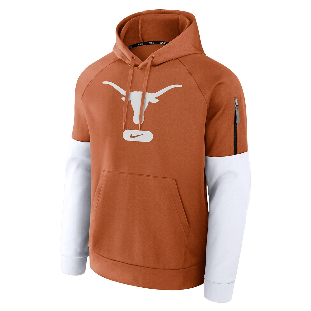 Sweat à capuche Nike Texas Orange Burnt Longhorns Fitness Performance pour homme