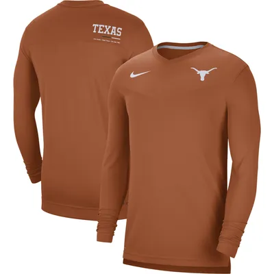Texas Longhorns Nike 2022 Coach Performance Long Sleeve V-Neck T-Shirt - Orange