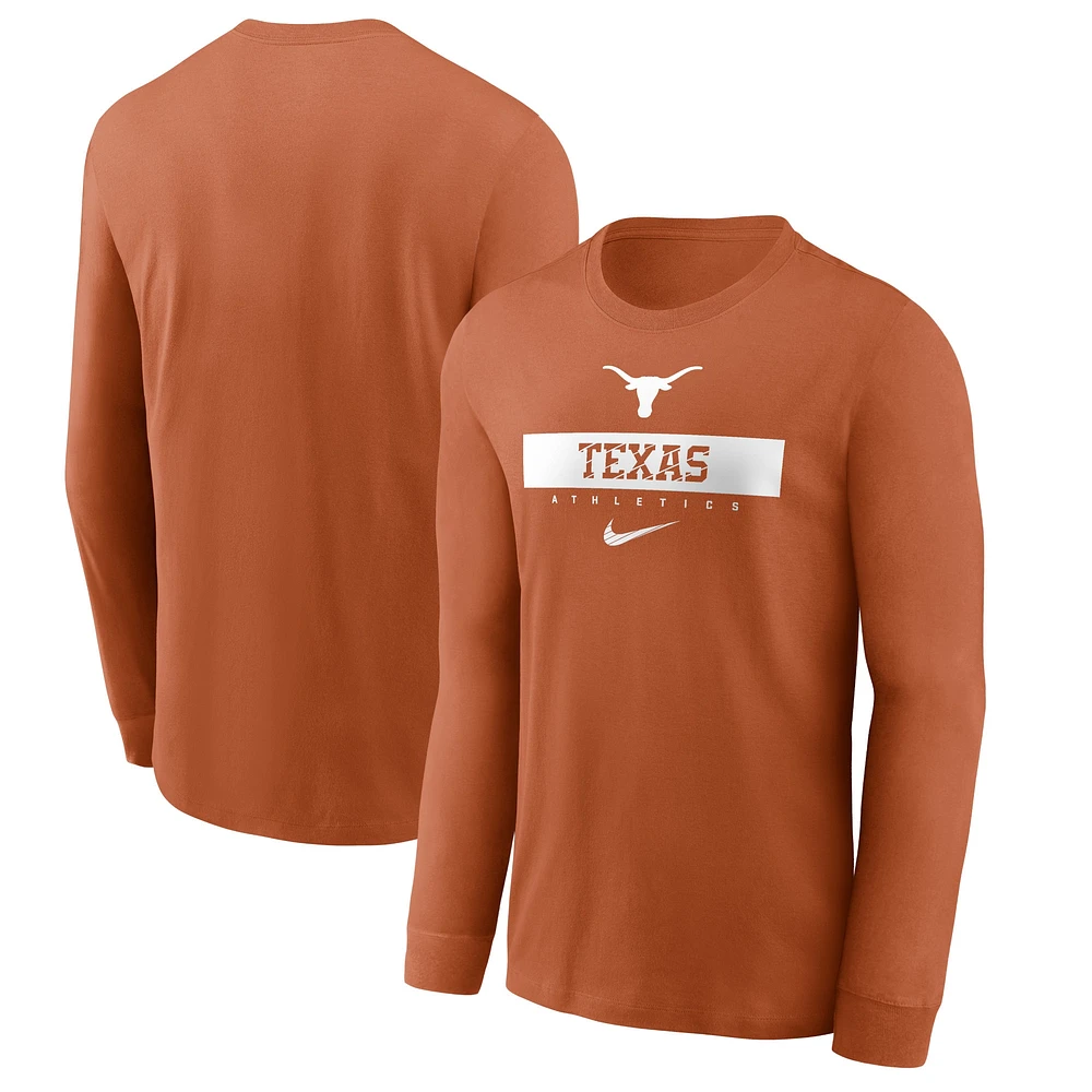 T-shirt à manches longues Nike Texas Orange Longhorns 2024 Sideline Legend Performance pour homme