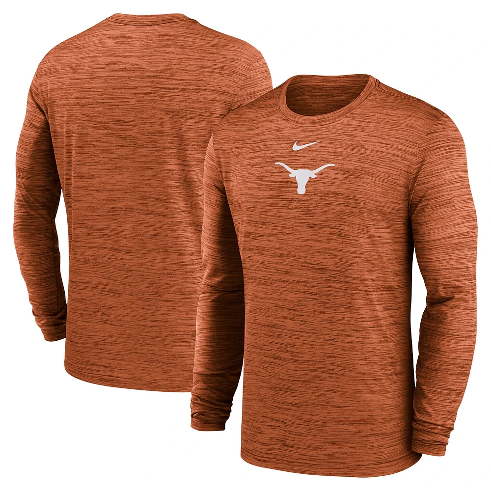 Men's Nike Texas Orange Longhorns 2025 Sideline Velocity Performance Long Sleeve T-Shirt