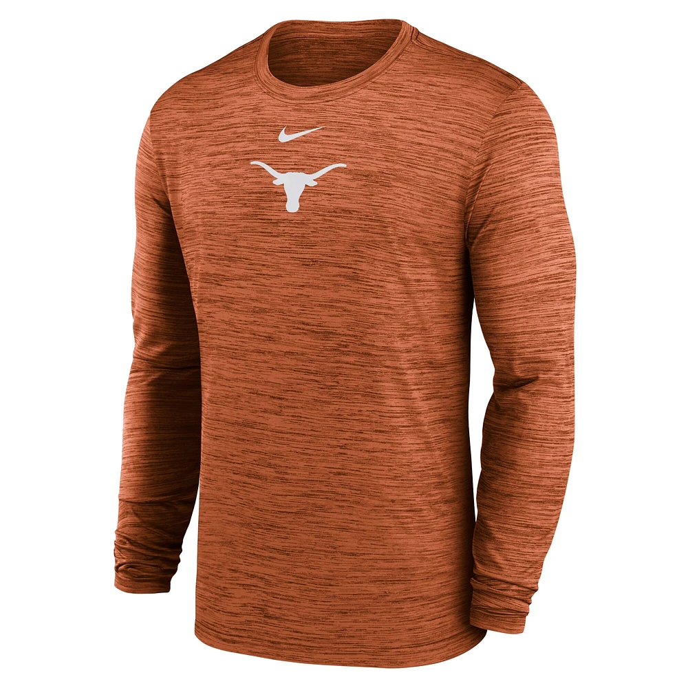 Men's Nike Texas Orange Longhorns 2025 Sideline Velocity Performance Long Sleeve T-Shirt