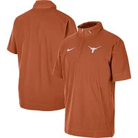 Veste à manches courtes et demi-zip Nike Texas Orange Longhorns Coaches pour homme