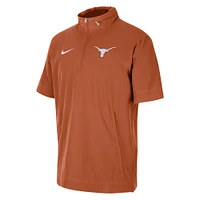 Veste à manches courtes et demi-zip Nike Texas Orange Longhorns Coaches pour homme