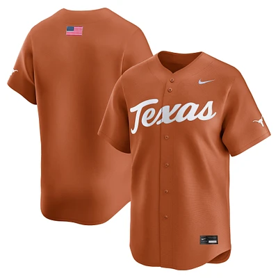 Maillot de baseball Nike Texas Orange Longhorns College Limited pour homme