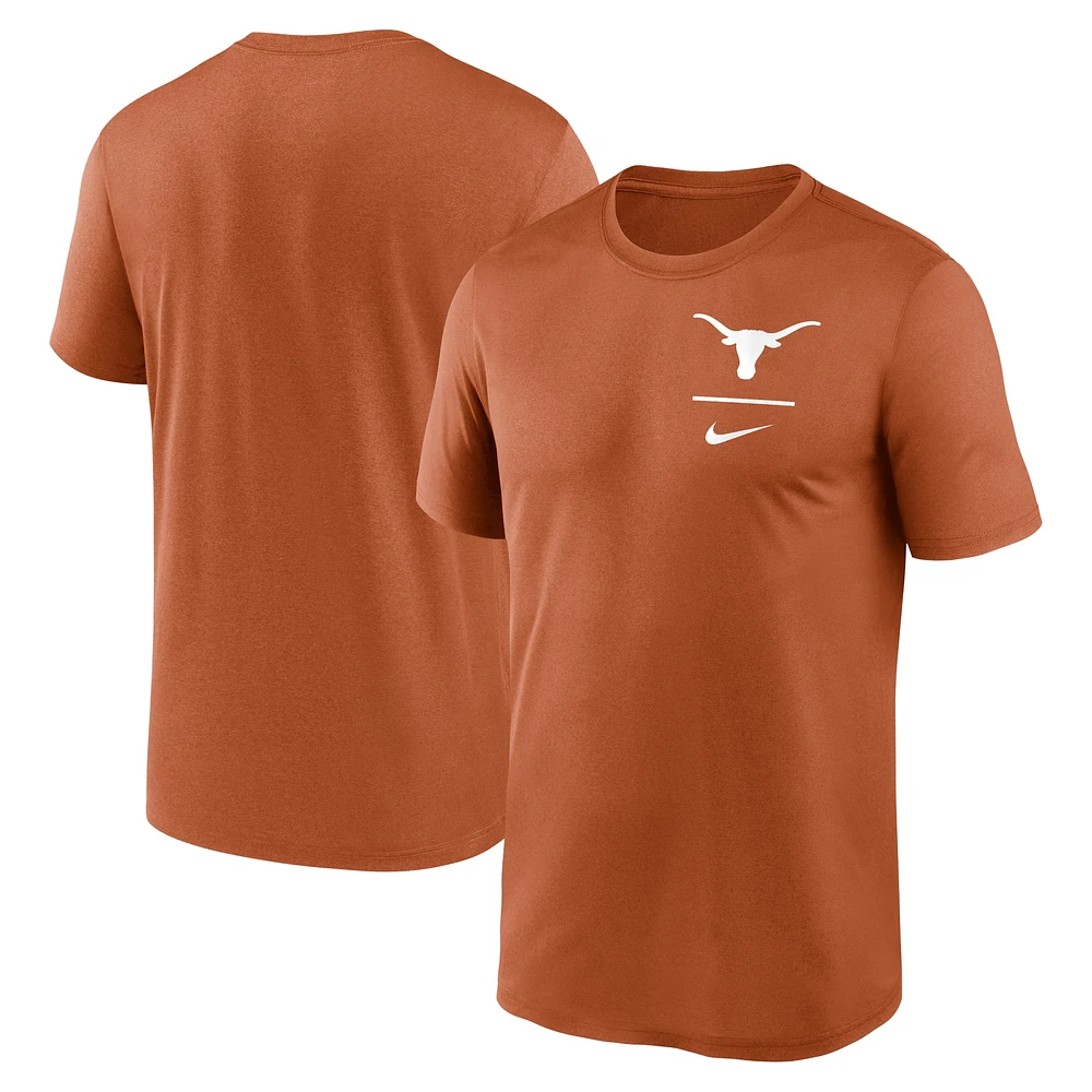 T-shirt Nike Texas Orange Longhorns pour homme avec logo principal Legend Performance