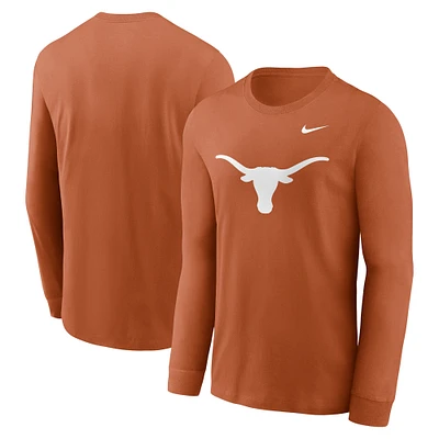 T-shirt à manches longues avec logo principal Nike Texas Orange Longhorns pour homme