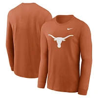 T-shirt à manches longues avec logo principal Nike Texas Orange Longhorns pour homme