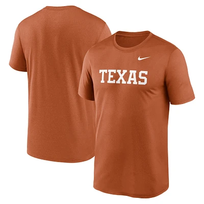 T-shirt Nike Texas Orange Longhorns Primetime Legend Wordmark pour homme