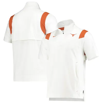 Texas Longhorns Nike 2021 Coaches Short Sleeve Quarter-Zip Jacket - White