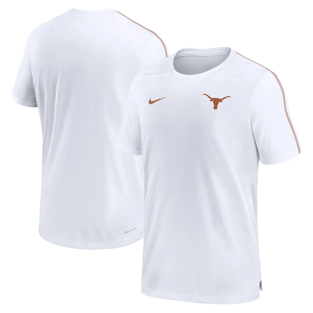 Haut de performance Nike blanc Texas Longhorns 2024 Sideline Coach pour homme