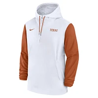 Sweat à capuche Nike blanc Texas Longhorns 2024 Sideline Pregame Player demi-zip pour homme